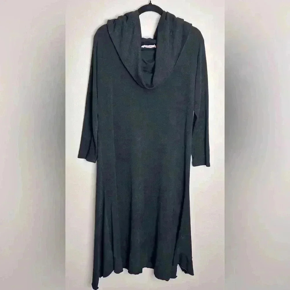 Soft Surroundings Petite Large Sweater Dress Midi Cowl Neck Comfortable Black
